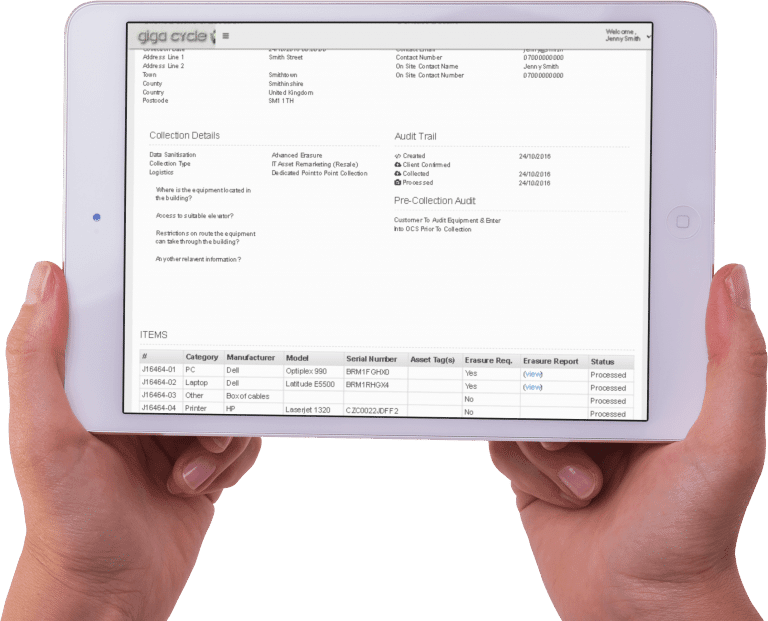 Gigacycle Asset Management Portal on iPad